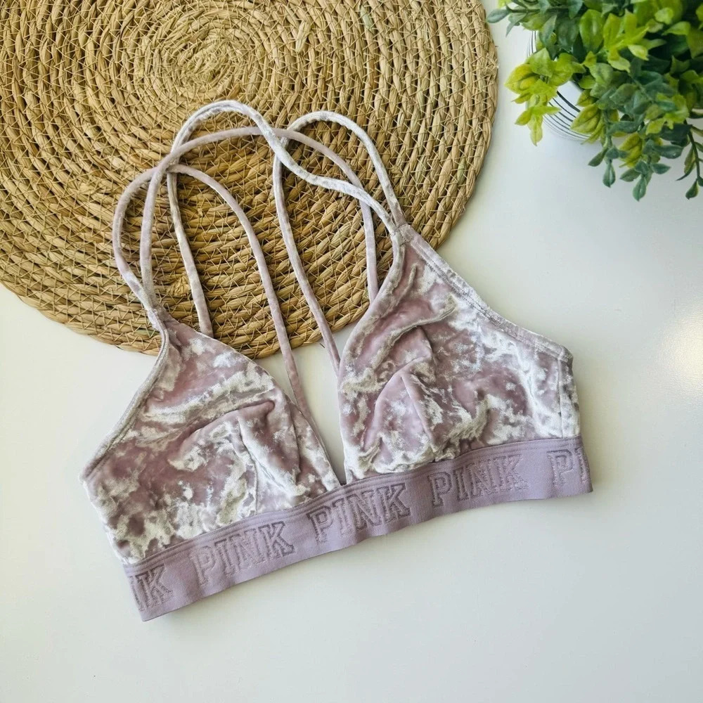 Victoria's Secret PINK Crushed Velvet‎ Bralette Size Medium